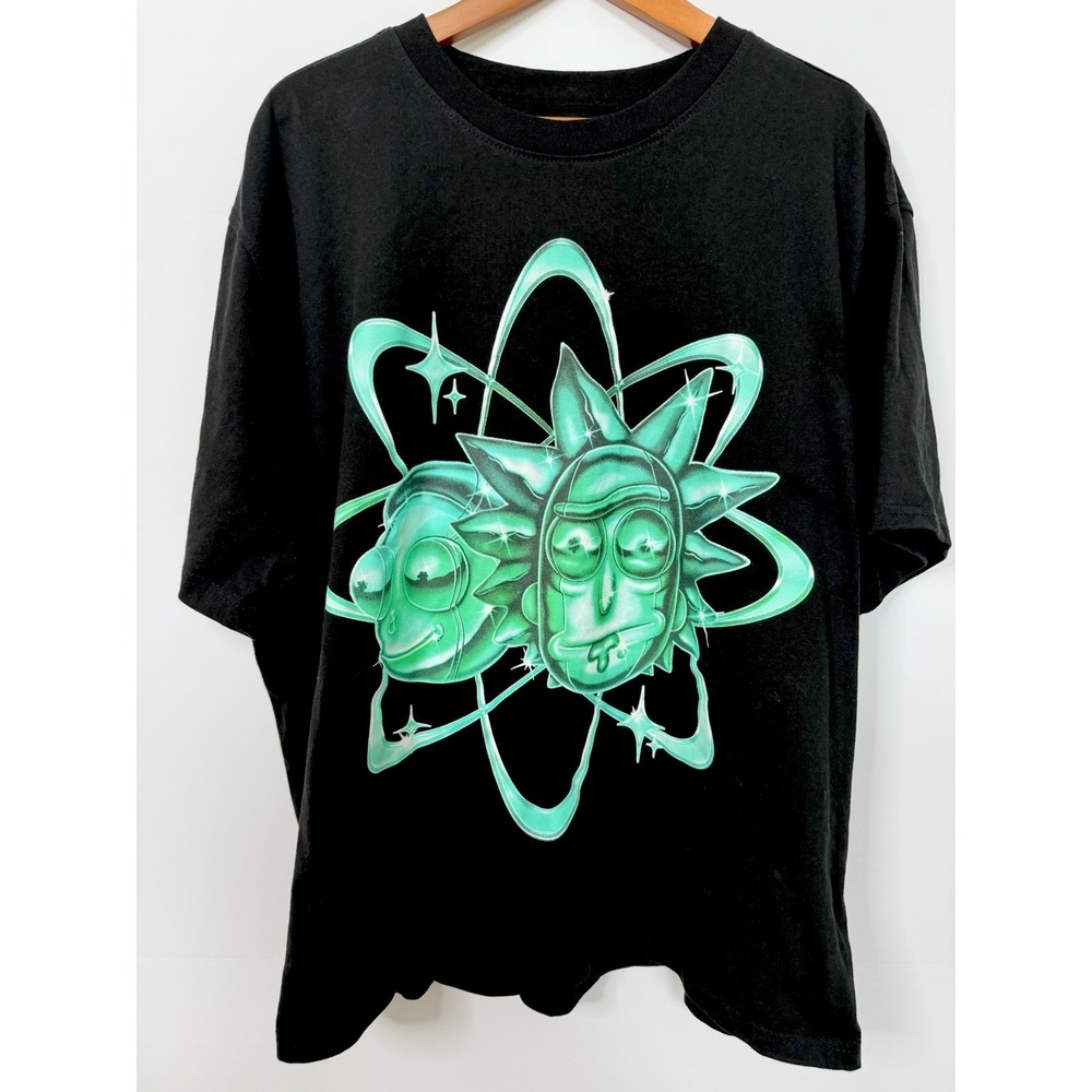 Rick and Morty Atomic Glow Graphic T-Shirt Men's XL Black Cartoon‎ Network Front
